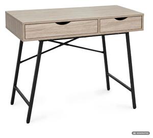 AKORD Furniture Factory RAX Számítógépasztal Sonoma Tölgy Fekete Lábakkal Ipari Stílus 2 Fiókkal