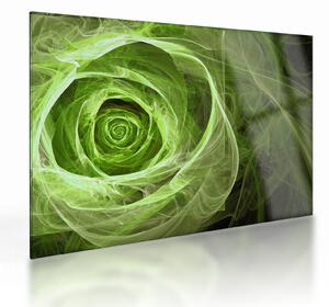 Üveg kép - Absztrakt rózsa zöld (70x50 cm)