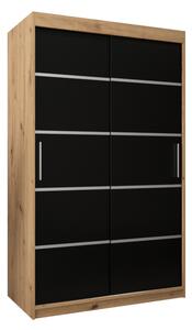 VETORA 1 120 tolóajtós szekrény, 120x200x62, dub artisan/fekete