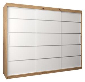 VERONA 1 250 tolóajtós szekrény, 250x200x62, tölgy artisan/fehér