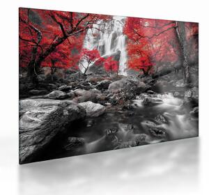 Üveg kép - Vízesések az őszi tájban (70x50 cm)