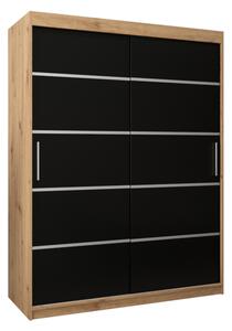 VERONA 1 150 tolóajtós szekrény, 150x200x62, tölgy artisan/fekete