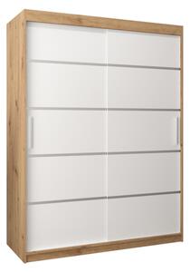 VERONA 1 150 tolóajtós szekrény, 150x200x62, tölgy artisan/fehér