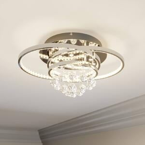 Lucande LED mennyezeti világítás Keely, króm színű, kristály, 45 cm, dimmelhető, Króm / ezüst, Nappali / Étkező, fém, Modern