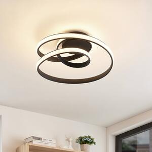 Lucande LED mennyezeti lámpa Sakina, fekete, fém, Ø 48cm, dimmelhető, Fekete, Nappali / Étkező, fém, Dizájn