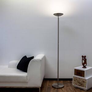 Lindby Malea LED álló lámpa, nikkel színű, dimmelhető, 180 cm, dimmelhető, Alu / szürke / cink, Nappali / Étkező, fém, Modern