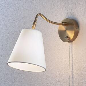 Lindby fali lámpa Ethan, fehér/öreg sárgaréz, dugós, 28 cm, E14