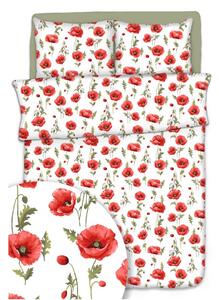 Fehér pipacsok krepp ágyneműhuzat TiaHome - 1x Párna 90x70cm, 1x Paplan 140x200cm
