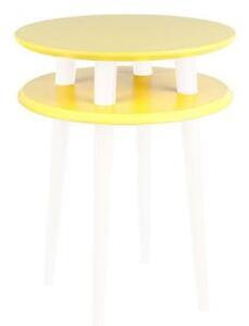 UFO dohányzóasztal Dmr. 45cm x magasság 61cm - sárga / fehér lábakkal