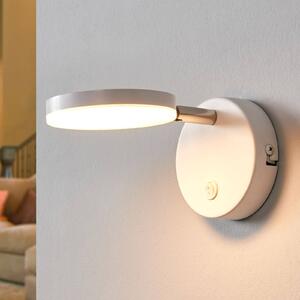 Lindby LED fali lámpa Milow, fehér, 9,6 cm magas, kapcsoló, Fehér / opál, Nappali / Étkező, Műanyag, Modern