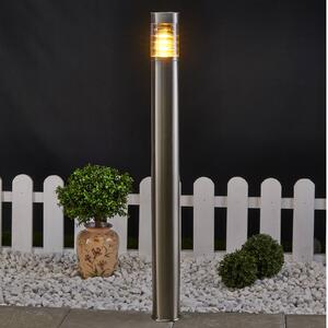 Lindby ösvény világítás Enja, 100 cm, rozsdamentes acél, IP44, E27, dimmelhető, Alu / szürke / cink, Rozsdamentes acél, Modern