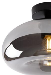 Fekete Art Deco mennyezeti lámpa füstüveggel - Busa