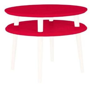 UFO dohányzóasztal 57cm x magasság 45cm - piros/fehér lábakkal
