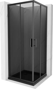 Mexen Rio, szögletes zuhany tolóajtóval 70 (ajtó) x 70 (ajtó) x 190 cm, 5mm szürke üveg, fekete profil + fekete SLIM zuhanytálca, 860-070-070-70-40-4070B