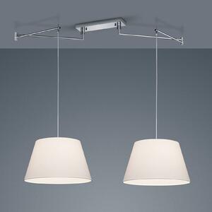 Helestra Certo függő lámpa kúpos két izzós, fehér, dimmelhető, Fehér / opál, Nappali / Étkező, Textil / szövet / selyem, Modern