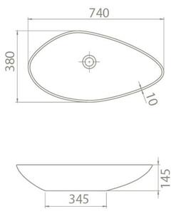 CeraStyle OLIVE - PULTRA ültethető - Top Counter - porcelán mosdó - MATT BÉZS - 75 x 38 cm