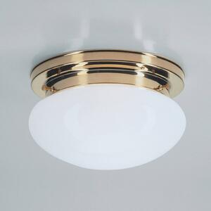 Berliner Messinglampen HARRY mennyezeti lámpa csiszolt sárgarézzel, dimmelhető, Sárgaréz / arany, Nappali / Étkező, Üveg, Antik