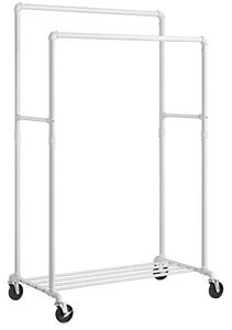 Gurulós ruhaállvány, Songmics, fehér-fekete, 162×100×59 cm
