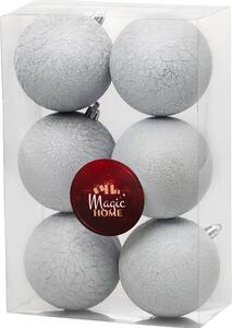 MagicHome karácsonyi gömbök, 6 db, fehér, karácsonyfára, 8 cm