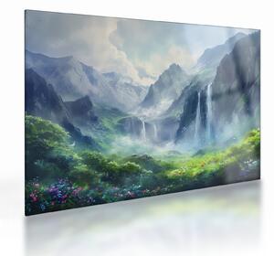 Üveg kép - Vízesések völgye (70x50 cm)
