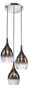 Paul Neuhaus függőlámpa Pilua, füstszürke, üveg, 30cm, 3 lámpás., dimmelhető, Alu / szürke / cink, Nappali / Étkező, Üveg, Modern