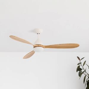 Poros mennyezeti ventilátor, LED lámpa, fehér/v.fa