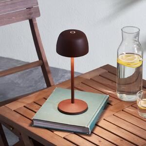 Lindby LED akkumulátoros asztali világítás Arietty, barna, dimmelhető, IP65, dimmelhető, Barna / rozsda, Nappali / Étkező, Alumínium, Modern
