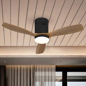 Schuller Valencia LED mennyezeti ventilátor Siroco Mini, DC, csendes, fekete/diófa, dimmelhető, Sötét fa, Nappali / Étkező, Fa, Modern