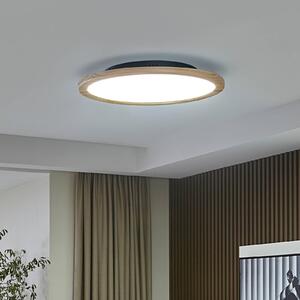 Lucande LED mennyezeti lámpa Joren, Ø 48 cm, fa, CCT, távirányítós, dimmelhető, Világos fa, Nappali / Étkező, Fa, Vidéki otthon / Rusztikus