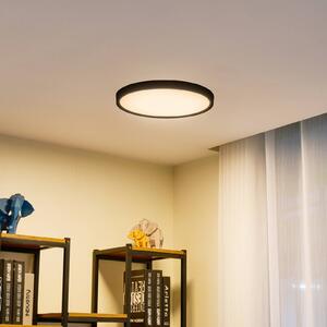 Lindby LED mennyezeti lámpa Pravin, Ø 40 cm, CCT, fekete, Fekete, Nappali / Étkező, Műanyag, Modern