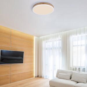 Globo LED mennyezeti lámpa Doro Ø 45 cm fa sötét/fehér, Fehér / opál, Nappali / Étkező, Fa, Modern