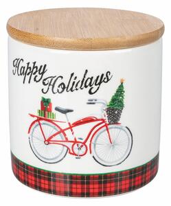 Xmas Bike karácsonyi élelmiszertartó doboz bambusz fedéllel, 470 ml - VDE Tivoli 1996
