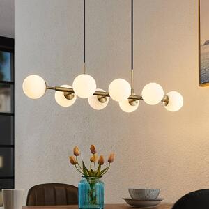Lindby függőlámpa Kiamo, 83 cm, sárgaréz, fehér, üveg, G9, dimmelhető, Fehér / opál, Nappali / Étkező, fém, Modern