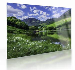 Üveg kép - Tájkép egy tóval (70x50 cm)