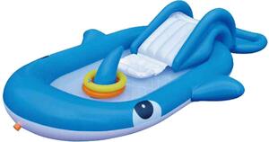 Felfújható gyermek vizi játszótér csúszdával - kék színben
