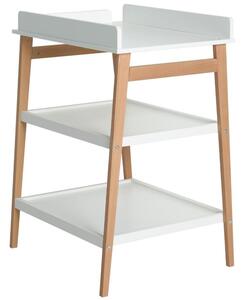 Fehérre lakkozott pelenkázóasztal Quax Csípő bükkfa alappal 74 x 63 cm