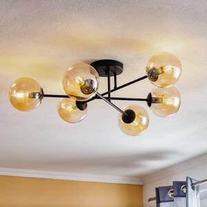 EMIBIG LIGHTING Mennyezeti világítás Glassy, fekete, borostyán, üveg, 6 izzós, E14, dimmelhető, Fekete, Nappali / Étkező, fém, Modern