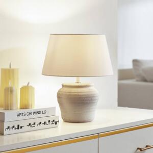 Lindby Aelith asztali lámpa, Ø 30 cm, fehér, kerámia, E27, Fehér / opál, Nappali / Étkező, Textil / szövet / selyem, Vidéki otthon / Rusztikus