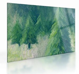 Üveg kép - Festett tűlevelűek (70x50 cm)