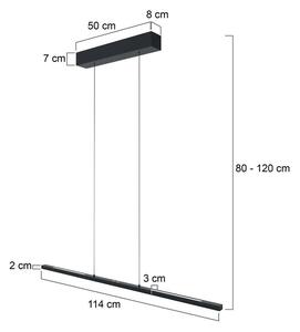 Steinhauer LED-es függőlámpa Bande, fel/le, fekete, 120 cm, CCT, fényerőszabályzóval, dimmelhető, Fekete, Nappali / Étkező, fém, Modern