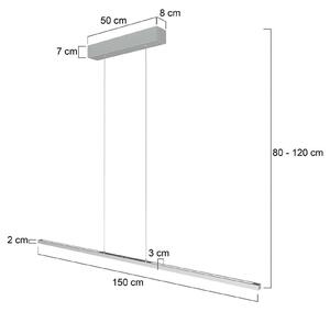 Steinhauer LED lógó világítás Bande, 150 cm, fel/le, acél, CCT, dimmelhető, dimmelhető, Alu / szürke / cink, Nappali / Étkező, fém, Modern