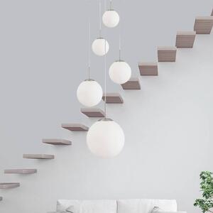 Steinhauer Bollique függőlámpa, acél, opálfehér, üveg, 5 lámpás kör alakú, dimmelhető, Alu / szürke / cink, Nappali / Étkező, fém