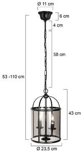 Steinhauer Pimpernel lógó világítás, Ø 23 cm, fekete, füstszürke üveg, dimmelhető, Fekete, Folyosó, fém, Antik