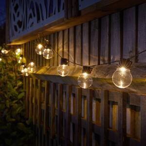 SMART GARDEN GloBulb LED-es napelemes fényfüzér, 20 lámpás, IP44, Tiszta / átlátszó, Műanyag