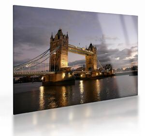Üveg kép - Tower Bridge éjszaka (70x50 cm)