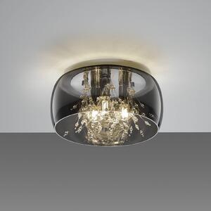 Trio Lighting Crystel mennyezeti lámpa üvegből, króm, Ø 34 cm, dimmelhető, Króm / ezüst, Nappali / Étkező, Üveg, Modern