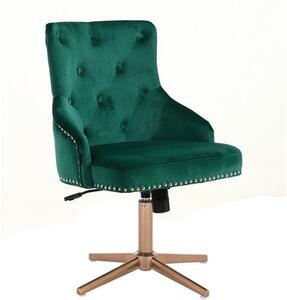 HR654CROSS Sötétzöld modern velúr szék arany lábbal