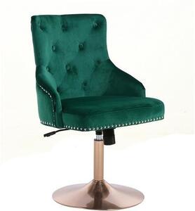 HR654N Sötétzöld modern velúr szék arany lábbal