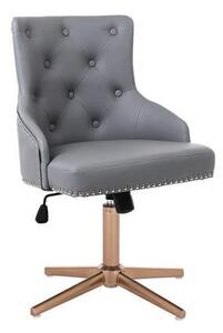 HR654CCROSS Szürke modern műbőr szék arany lábbal és gombokkal