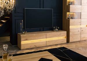 CARDIFF TV-tábla vad tölgyfa, LED, 184x43,5x47,5 natúr olajozva